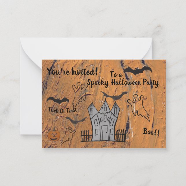 Tarjeta de nota plana de invitación de Halloween (Anverso)