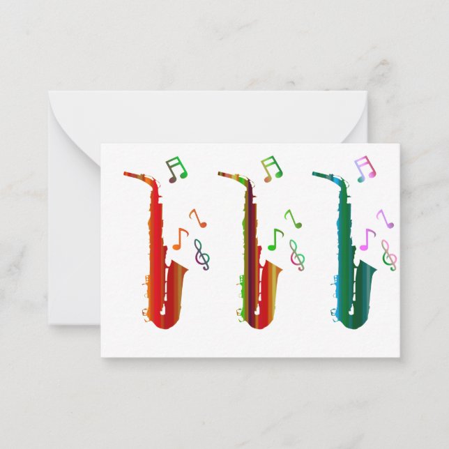 Tarjeta de nota plana de jazz de saxofones súper c (Anverso)