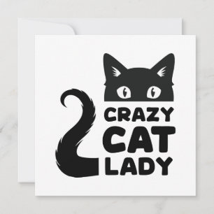 Tarjeta de nota plana de la dama de un gato loco /