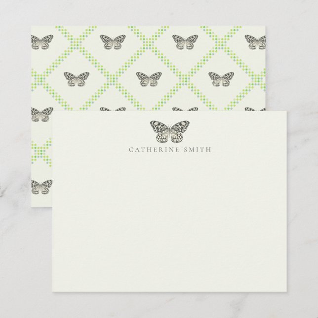 Tarjeta de nota plana de la mariposa de la cometa  (Anverso / Reverso)