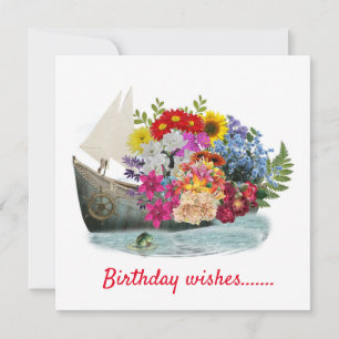 Tarjeta de nota plana de los deseos de cumpleaños
