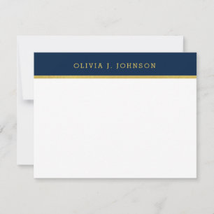 Tarjeta de nota plana de oro elegante de la Marina