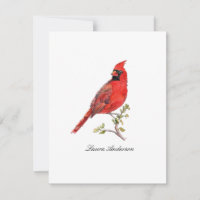 Tarjeta de nota plana de pájaro cardinal