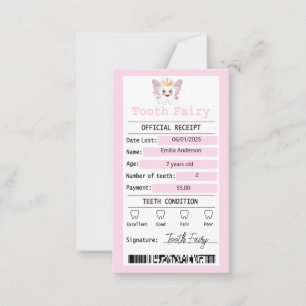Tarjeta de nota plana de recepción de hadas rosada