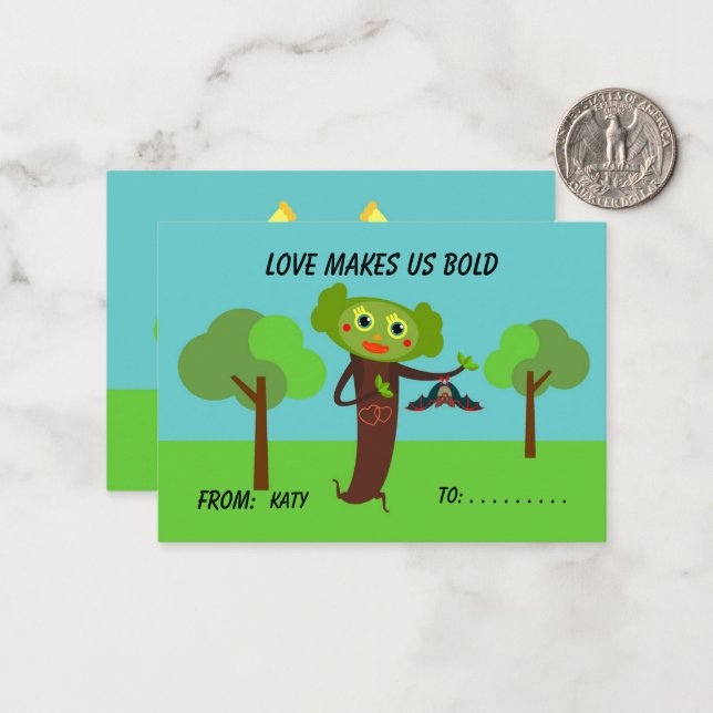 Tarjeta de nota plana de San Valentín para niños d (Anverso/Reverso In Situ)
