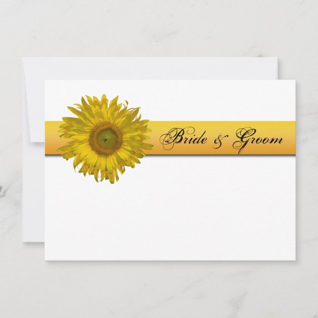 Tarjeta de nota plana de tira de Boda de girasol (Anverso)