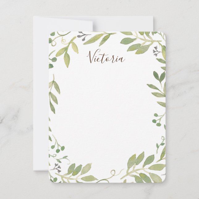 Tarjeta de nota plana de verde elegante (Anverso)