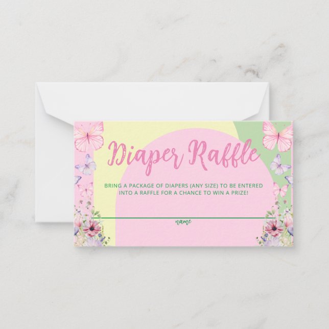Tarjeta de nota plana Diaper Raffle Baby Shower (Anverso)