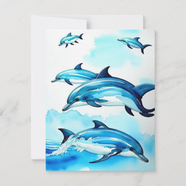 Tarjeta de nota plana Dolphin Swim (Anverso)