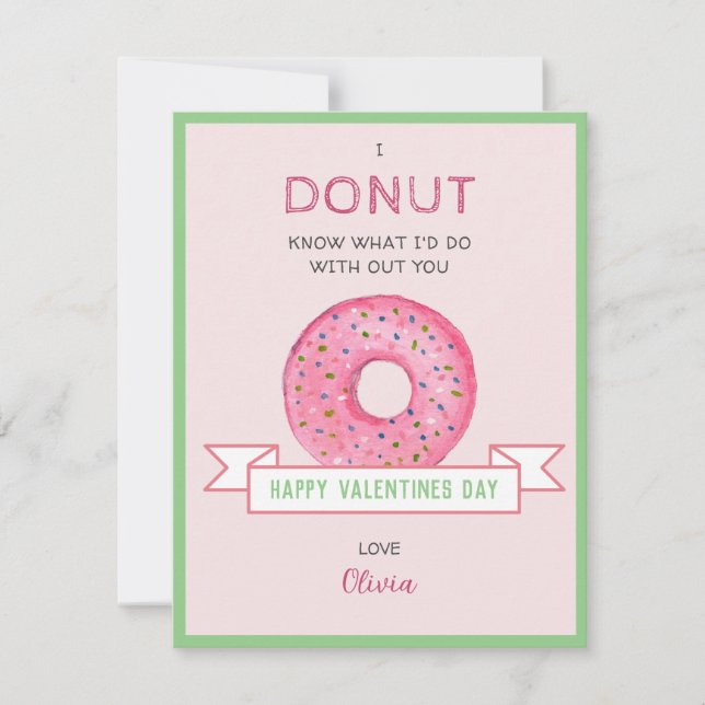 Tarjeta de nota plana Donut Día de San Valentín Mi (Anverso)