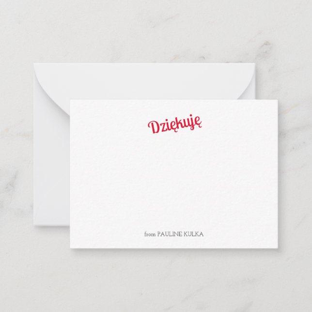 Tarjeta de nota plana Dziękujæ (Anverso)
