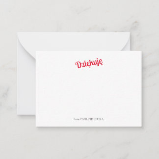 Tarjeta de nota plana Dziękujæ