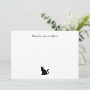 Tarjeta de nota plana elegante para gato negro min