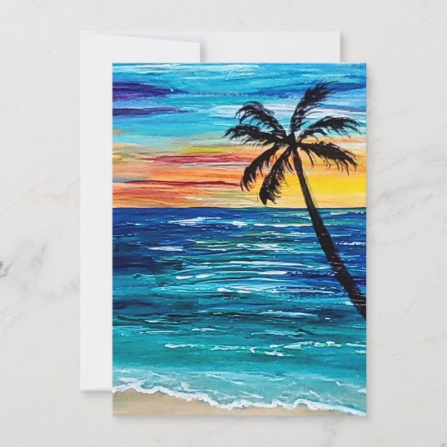 Tarjeta de nota plana en blanco con diseño tropica (Anverso)