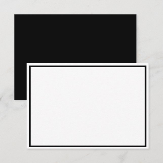 Tarjeta de nota plana en blanco y negro (Anverso / Reverso)