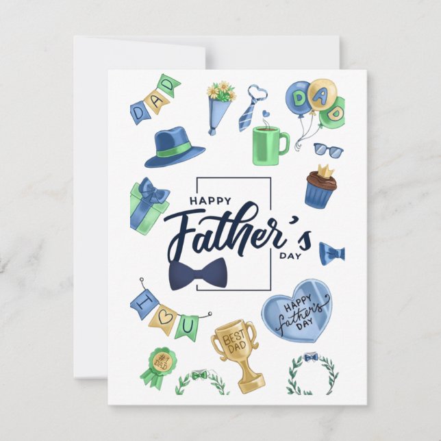 Tarjeta de nota plana feliz día del padre (Anverso)