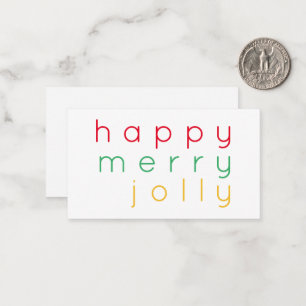 Tarjeta de nota plana FELIZ MERRY JOLLY 3.5x2