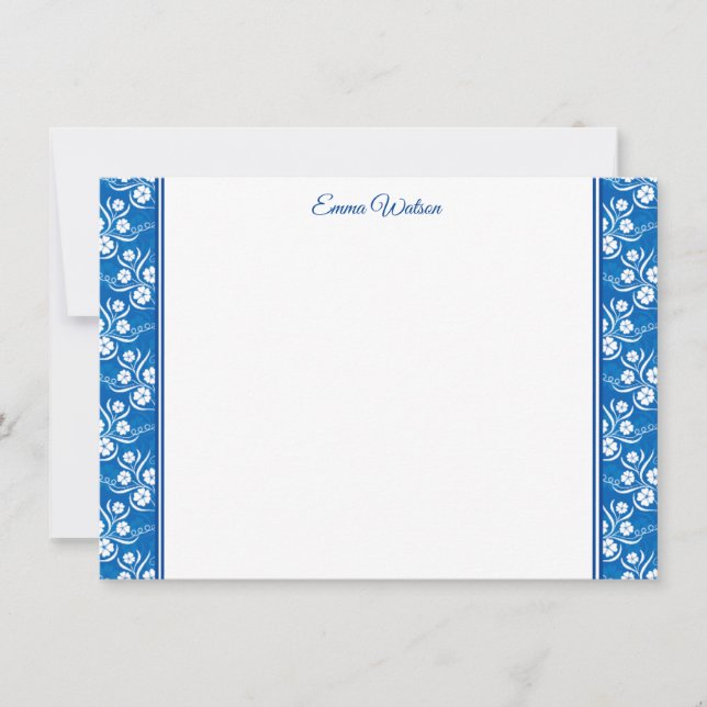 Tarjeta de nota plana-Floral azul (Anverso)