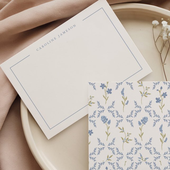 Tarjeta de nota plana floral azul simple moderna (Subido por el creador)