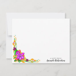 Tarjeta de nota plana floral elegante, mágica y au