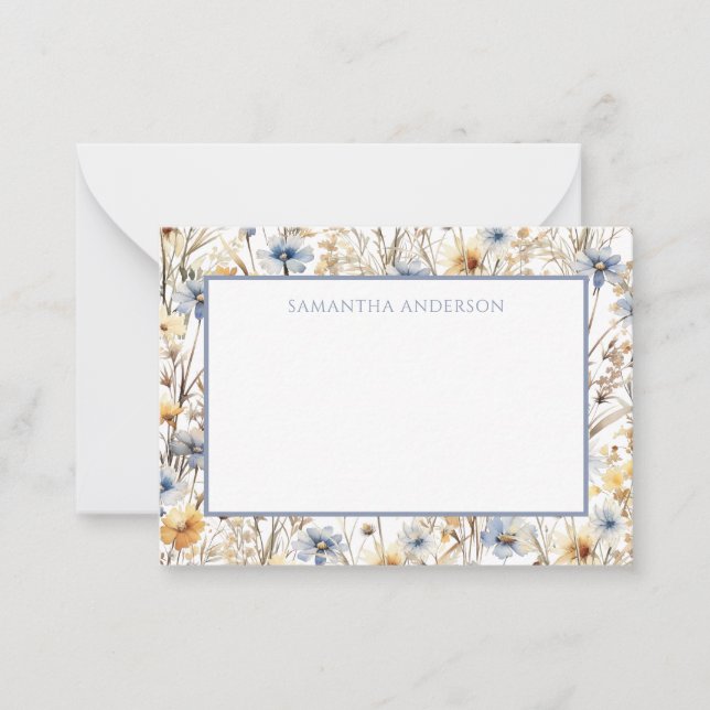 Tarjeta de nota plana floral floral personalizada (Anverso)