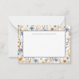 Tarjeta de nota plana floral floral personalizada