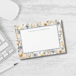 Tarjeta de nota plana floral floral personalizada
