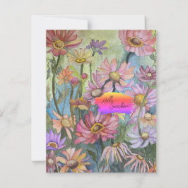 Tarjeta de nota plana floral multicolor