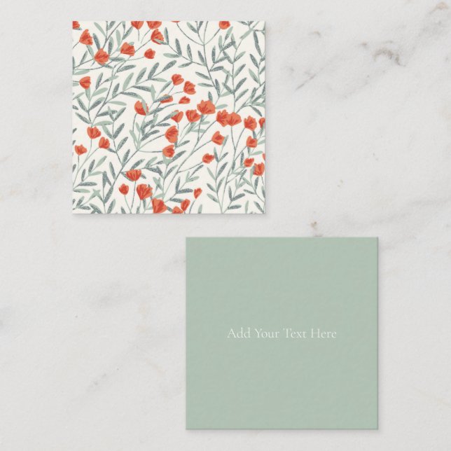 TARJETA DE NOTA PLANA : FLORAL : PEQUEÑAS FLORES R (Anverso / Reverso)