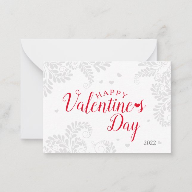Tarjeta de nota plana Floral Valentine (Anverso)