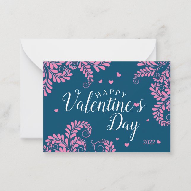 Tarjeta de nota plana Floral Valentine (Anverso)