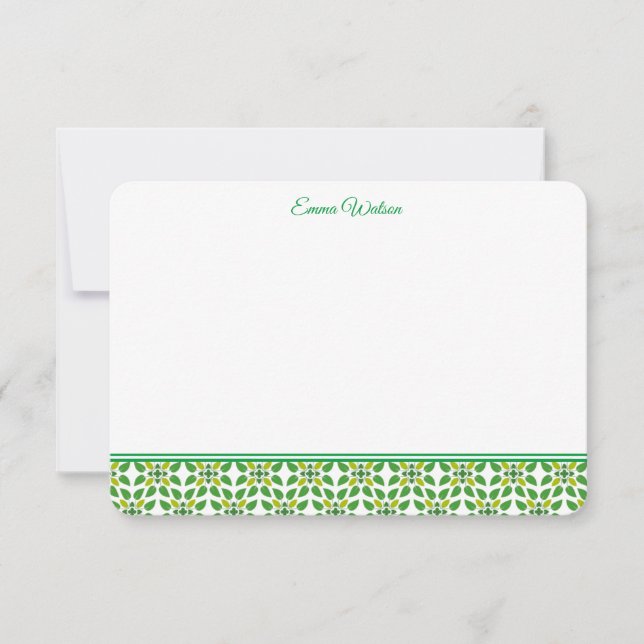 Tarjeta de nota plana-Floral verde (Anverso)