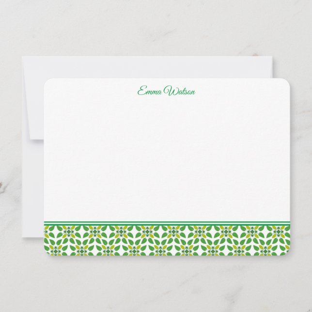 Tarjeta de nota plana-Floral verde (Anverso)