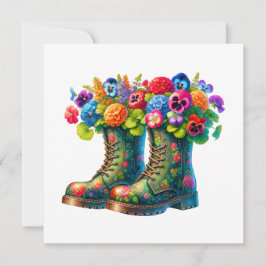 Tarjeta de nota plana floral y arte a cuadro