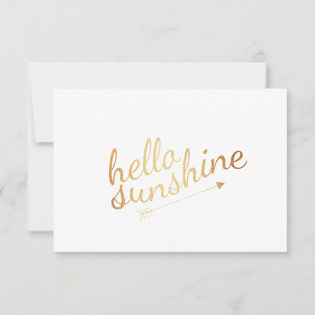 Tarjeta de nota plana Gold | Hola Sunshine (Anverso)