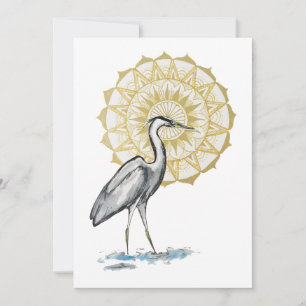 Tarjeta de nota plana grande Heron Mandala