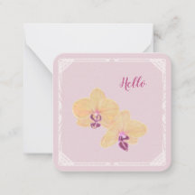 Tarjeta de nota plana "Hello" de Phalaenopsis