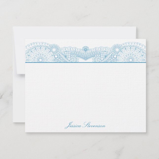 Tarjeta de nota plana Henna Personalizado (azul) (Anverso)