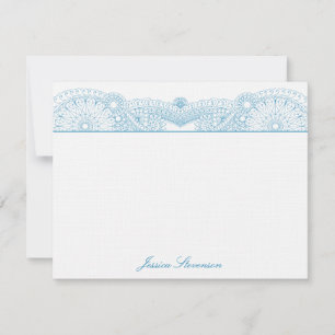Tarjeta de nota plana Henna Personalizado (azul)