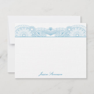 Tarjeta de nota plana Henna Personalizado (azul)