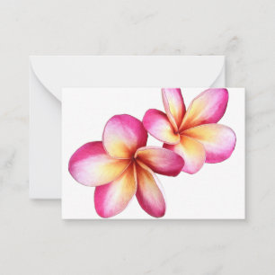 Tarjeta de nota plana Hot Pink Plumeria Blogs