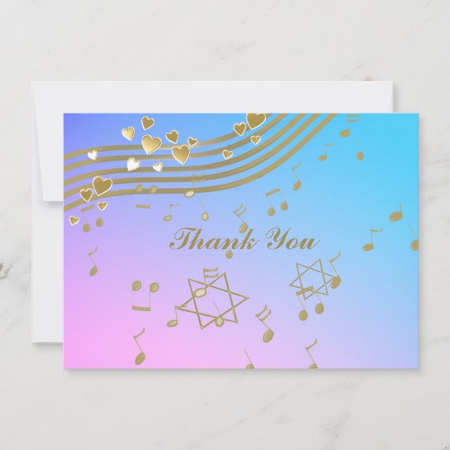 Tarjeta de nota plana Love Songs Bat Mitzvah (Anverso)