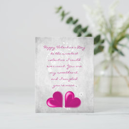 Tarjeta de nota plana Magenta Valentine Hearts
