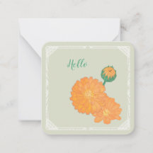 Tarjeta de nota plana Marigold "Hello"