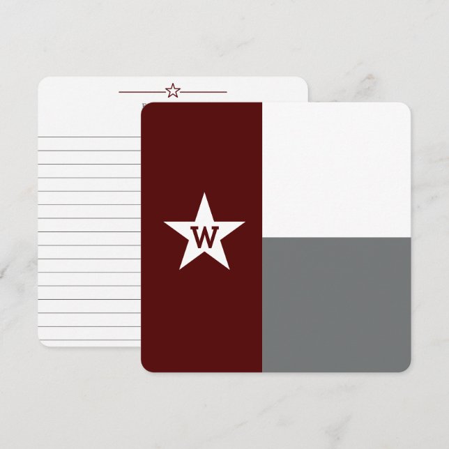 Tarjeta de nota plana Maroon & Gray Texas Flag (Anverso / Reverso)