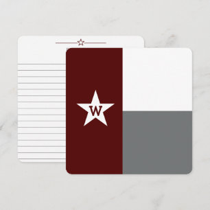 Tarjeta de nota plana Maroon & Gray Texas Flag