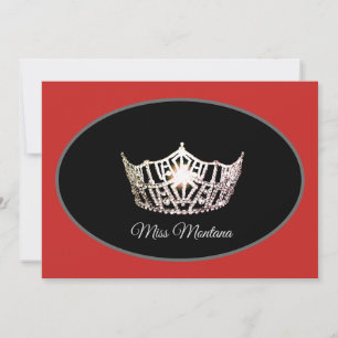 Tarjeta de nota plana Miss América - Crown/Red pla