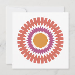 Tarjeta de nota plana moderna de Sunburst en rojo