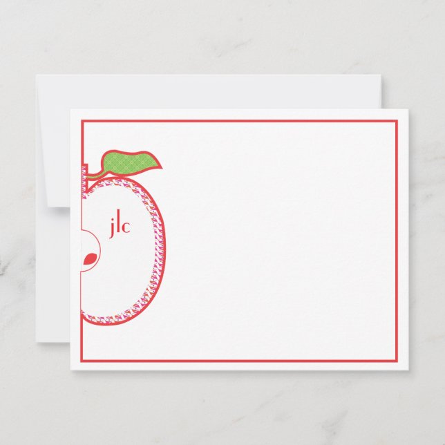 Tarjeta de nota plana monográfica de Apple roja (Anverso)