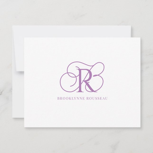 Tarjeta de nota plana monográfica elegante de lava (Anverso)